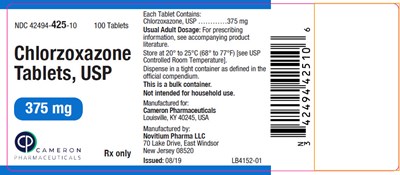 chlorzoxazone-03.jpg PRINCIPAL DISPLAY PANEL - 375 mg Tablet Bottle Label - chlorzoxazone 03