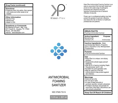Antimicrobial Foaming Sanitizer (7 Oz Kleer Plex Antimicrobial Foaming Sanitizer Label 150922)