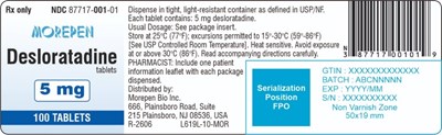 "image Description" (Desloratadine Tabs Label 100 Count)