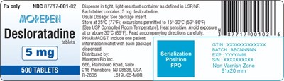 "image Description" (Desloratadine Tabs Label 500 Count)