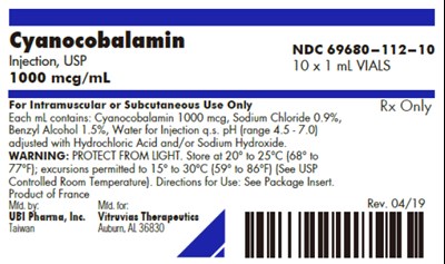 cyanocobalamin-02.jpg PRINCIPAL DISPLAY PANEL - 1 mL Vial Box Label - cyanocobalamin 02