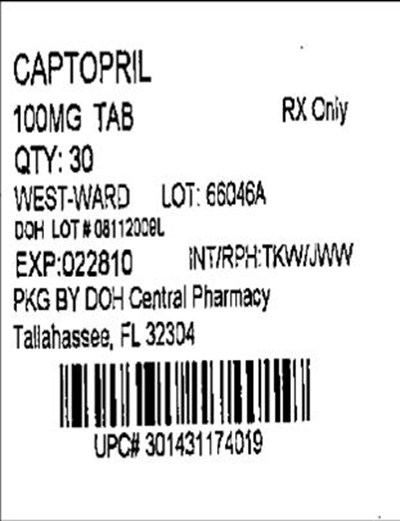 Captopril Tablets, Usp 100 mg (Captopril100mg(west Ward))
