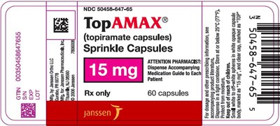 PRINCIPAL DISPLAY PANEL - 15 mg Capsule Bottle Label - topamax 08