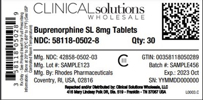 Buprenorphine Sl 8mg Tablet 30 Count Blister Card (Buprenorphine 04)
