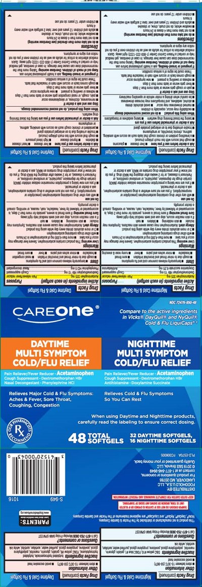 Acetaminophen 325 mg, Dextromethorphan Hbr 10 mg, Phenylephrine HCl 5 mg, Acetaminophen 325 mg, Dextromethorphan Hbr 15 mg, Doxylamine Succinate 6.25 mg (Daytime Pe Nigttime No Pse Pe Softgels Pat 1)