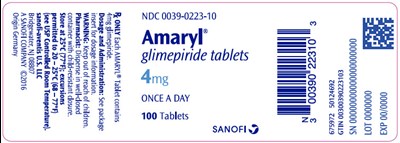 PRINCIPAL DISPLAY PANEL - 4 mg Tablet Bottle Label - amaryl 04