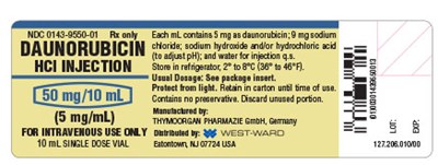 Daunorubicin HCl Injection vial label 50 mg/10 mL - daunorubicin hydrochloride 3