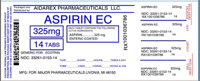 Image Label (Aspirin Ec 325 mg For Major 1)