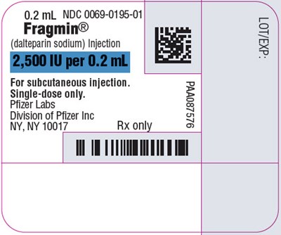 fragmin-04.jpg PRINCIPAL DISPLAY PANEL - 2,500 IU Syringe Label - fragmin 04