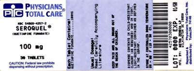 Seroquel 100 mg Package Label (4257)