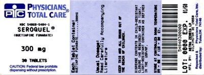 Seroquel 300 mg Package Label (5484)