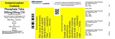 Acetaminophen Codeine Phosphate Tabs 300mg/30mg Ciii (Acetaminophen And Codeine Phosphate 8)
