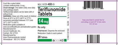 teriflunomide-14mg-28-tab-container-label.jpg PRINCIPAL DISPLAY PANEL - 14 mg Tablet Container - teriflunomide 14mg 28 tab container label