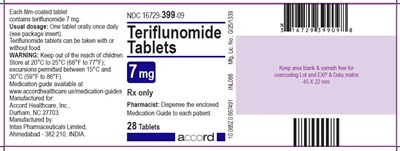 teriflunomide-7mg-28-tab-container-label.jpg PRINCIPAL DISPLAY PANEL - 7 mg Tablet Container - teriflunomide 7mg 28 tab container label