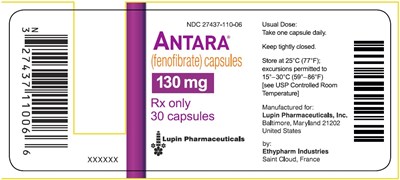 e5b0aeca-10d8-41df-a685-53b8edf41e0a-04.jpg NDA 27437-110-06ANTARA(fenofibrate) capsules130 mgRx only30 capsulesLupin Pharma - e5b0aeca 10d8 41df a685 53b8edf41e0a 04