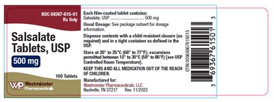 PRINCIPAL DISPLAY PANEL - 500 mg Tablet Bottle Label - salsalate 02