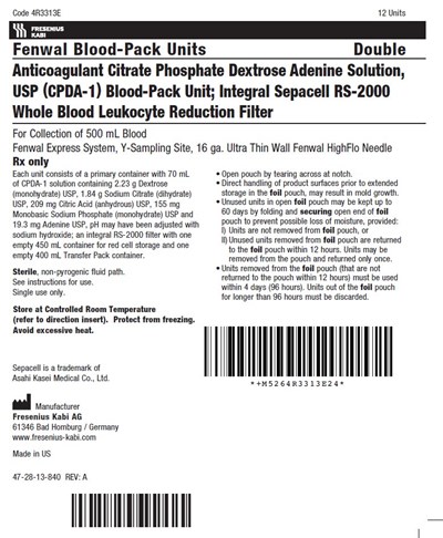 Anticoagulant Citrate Phosphate Dextrose Adenine Solution, USP (CPDA-1) BLOOD-PACK™ Unit; Integral SEPACELL™ RS-2000 Whole Blood Leukocyte Reduction Filter label - cf77e2c0 343e 4a1e 9479 f90bf3246707 06