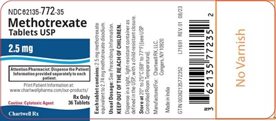 Methotrexate Tablets USP, 2.5 mg – NDC 62135-772-35 - 36 Tablets Bottle Label - methotrexate tablets 2pt5mg 36s label