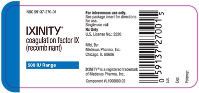 ixinity-25.jpg 500 IU Single-Use Vial Label - ixinity 25