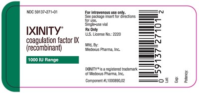 ixinity-27.jpg 1000 IU Single-Use Vial Label - ixinity 27