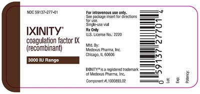 ixinity-33.jpg 3000 IU Single-Use Vial Label - ixinity 33