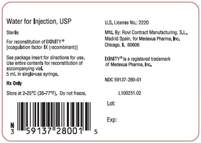 ixinity-35.jpg Water for Injection 5 mL Single-Use Syringe Label - ixinity 35