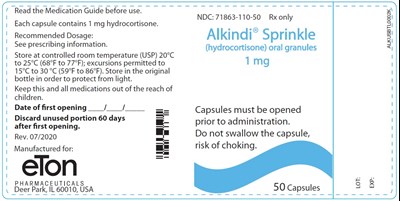 Alkindi Sprinkle (hydrocortisone) Oral Granules 1 mg (NDC 71863-110-50)