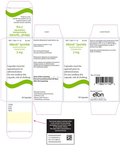 Alkindi Sprinkle (hydrocortisone) Oral Granules 2 mg (NDC 71863-111-50)