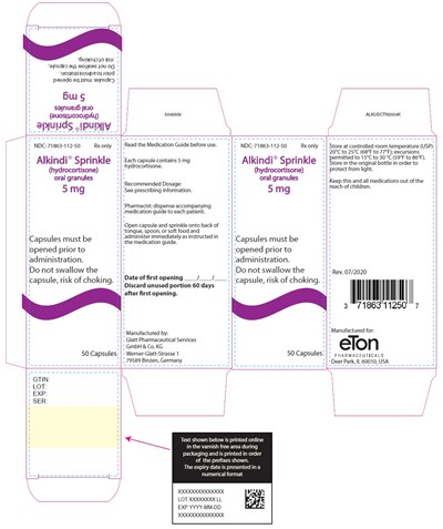 Alkindi Sprinkle (hydrocortisone) Oral Granules 5 mg (NDC 71863-112-50)