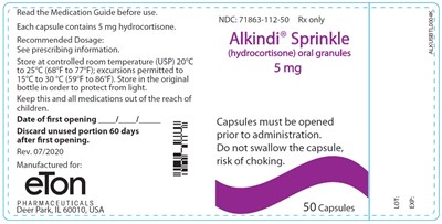 Alkindi Sprinkle (hydrocortisone) Oral Granules 5 mg (NDC 71863-112-50)