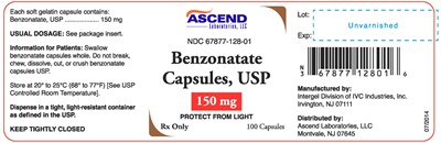 benzonatate-act-150mg-100cc.jpg Bottle Label - 200mg - 100 capsules - benzonatate act 150mg 100cc