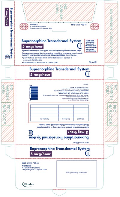 buprenorphine-21.jpg PRINCIPAL DISPLAY PANEL - 5 mcg/hour Patch Pouch Carton - buprenorphine 21