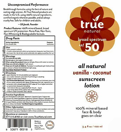 TrueNatural_SPF50Lotion.jpg True Natural SPF50 Lotion Label - TrueNatural SPF50Lotion
