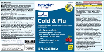 Acetaminophen 650 mg, Dextromethorphan Hbr 30 mg, Doxylamine Succinate 12.5 mg (Nighttime Cold And Flu Cherry Liquid 1)