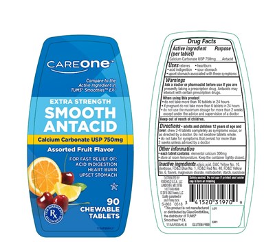 Extra Strength Assorted Fruit Antacid 90 Chewable Tablets (173af Heb)