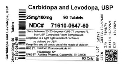 Bottle Label 25 mg / 100 mg (71610 0647 60)