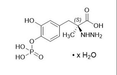 Foscarbidopa, An Inhibitor Of Aromatic Amino Acid Decarboxylation, Is A White To Light Yellow Powder, Freely Soluble In Aqueous Media, With A Molecular Weight Of 306.21 G/mol Anhydrous. It Is Designated Chemically As (2s)-2-hydrazinyl-3-[3-hydroxy-4-(phosphonooxy)phenyl]-2-methylpropanoic Acid Trihydrate. Its Empirical Formula Is C10h15n2o7p (anhydrous Basis), And Its Structural Formula Is: (Vyalev 01)