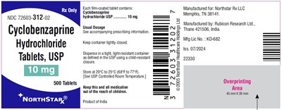 image description - cyclobenzaprine hcl tabs 10mg 500s bottle label