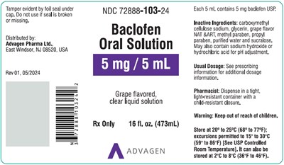 Baclofen Oral Solution (NDC 72888-103-24)