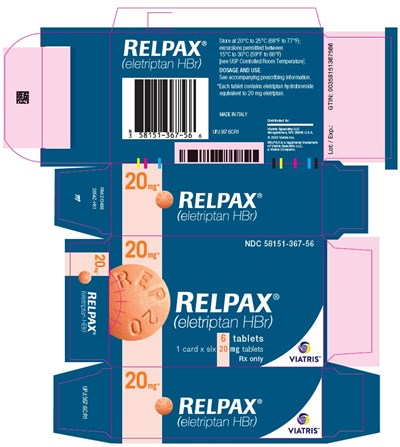 Relpax (eletriptan HBr) 20 mg Carton Label - image 01