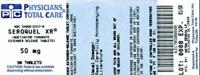 Seroquel Xr 50mg Image Of Package Label (6317)