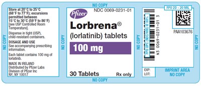 lorbrena-06.jpg PRINCIPAL DISPLAY PANEL - 100 mg Tablet Bottle Label - lorbrena 06