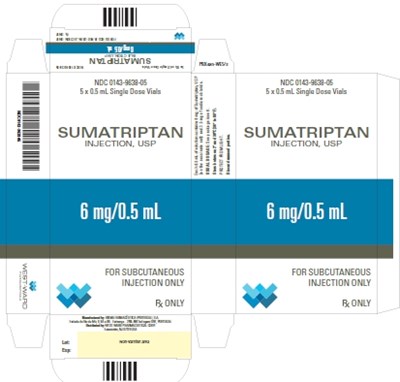 NDC 0143-9638-05 5 x 0.5 mL Single Dose Vials SUMATRIPTAN INJECTION, USP 6 mg/0.5 mL FOR SUBCUTANEOUS INJECTION ONLY Rx ONLY - sumatriptan injection usp 4