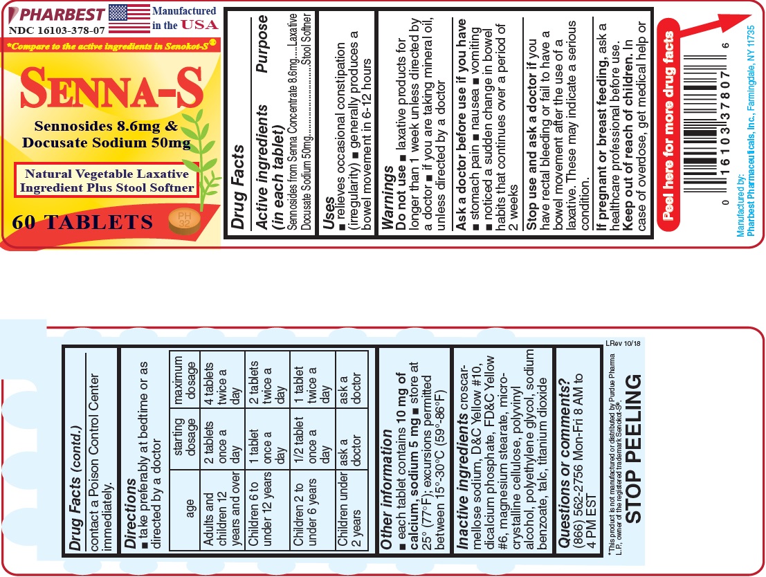 NDC 16103-378 Senna-s