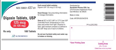 digoxin-fig2.jpg PACKAGE LABEL-PRINCIPAL DISPLAY PANEL - 125 mCg (0.125 mg) (100 Tablet Bottle) - digoxin fig2