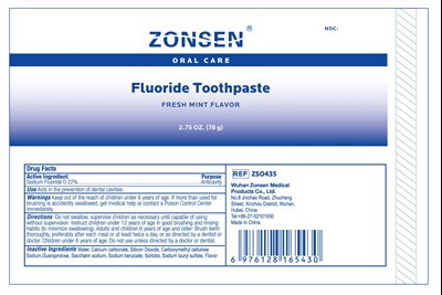 Zonsen Ndc:72932-016-03  Oral Care  Fluoride Toothpaste  Fresh Mint Flavor  2.75 Oz. (78 G) (Zso435 Toothpaste78g)