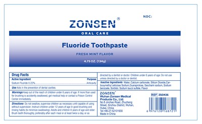 Zonsen Ndc:72932-016-04  Oral Care  Fluoride Toothpaste  Fresh Mint Flavor  4.75 Oz. (134 G) (Zso436 Toothpaste134g)