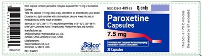 Paroxetine Capsule 7.5 mg-30 Capsules (Image 01)