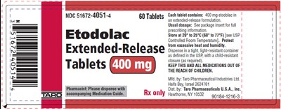 etodolac-02.jpg PRINCIPAL DISPLAY PANEL - 400 mg Bottle Label - etodolac 02