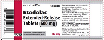 etodolac-04.jpg PRINCIPAL DISPLAY PANEL - 600 mg Bottle Label - etodolac 04